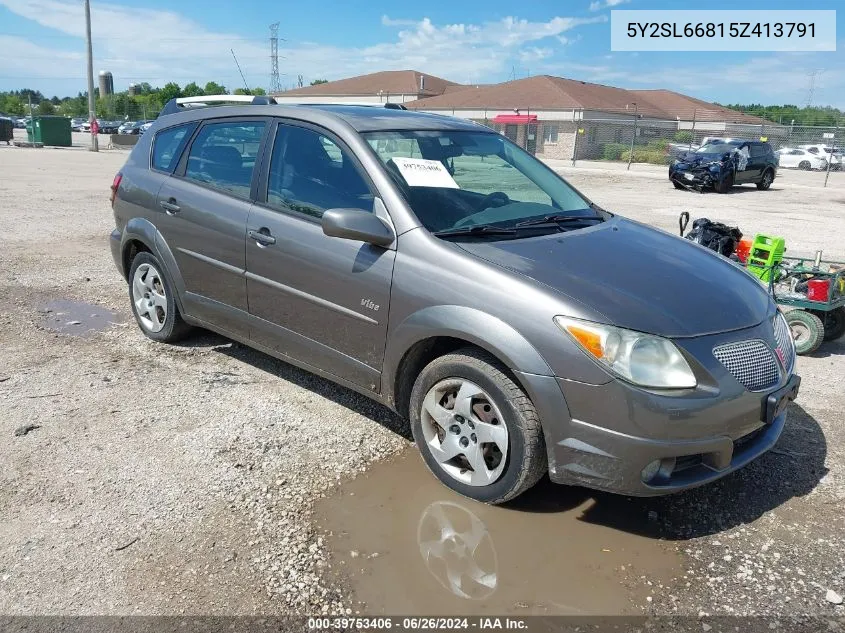 2005 Pontiac Vibe VIN: 5Y2SL66815Z413791 Lot: 39753406