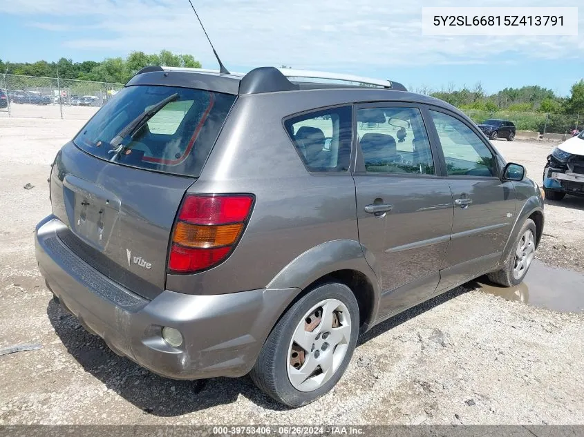 2005 Pontiac Vibe VIN: 5Y2SL66815Z413791 Lot: 39753406