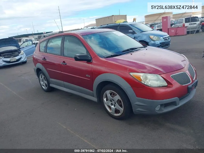 2005 Pontiac Vibe VIN: 5Y2SL638X5Z472844 Lot: 39791562