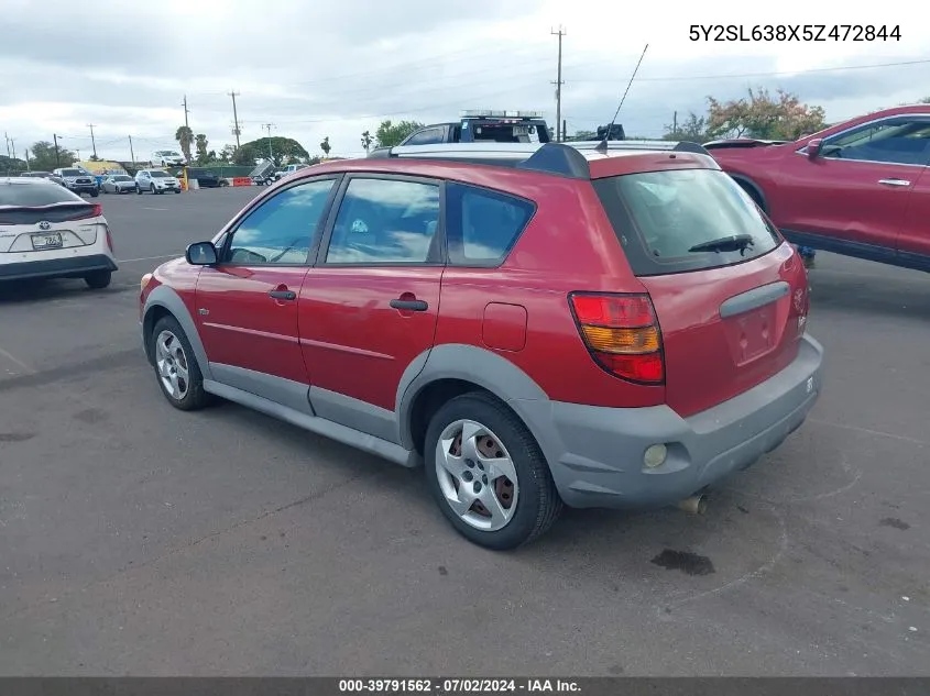 2005 Pontiac Vibe VIN: 5Y2SL638X5Z472844 Lot: 39791562