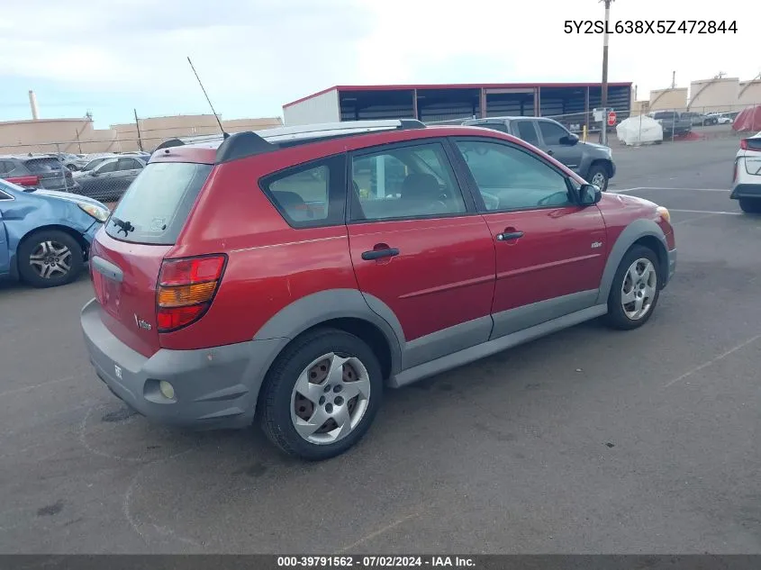 2005 Pontiac Vibe VIN: 5Y2SL638X5Z472844 Lot: 39791562