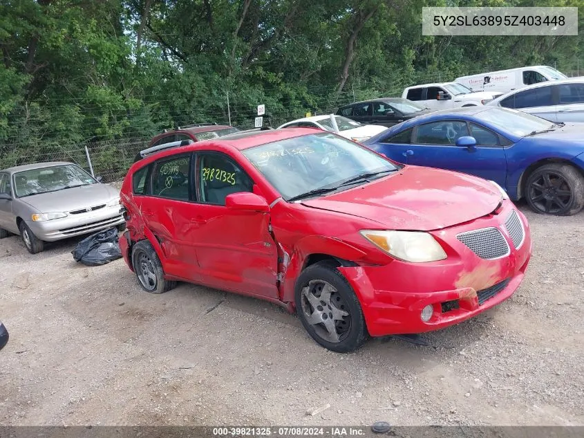 2005 Pontiac Vibe VIN: 5Y2SL63895Z403448 Lot: 39821325