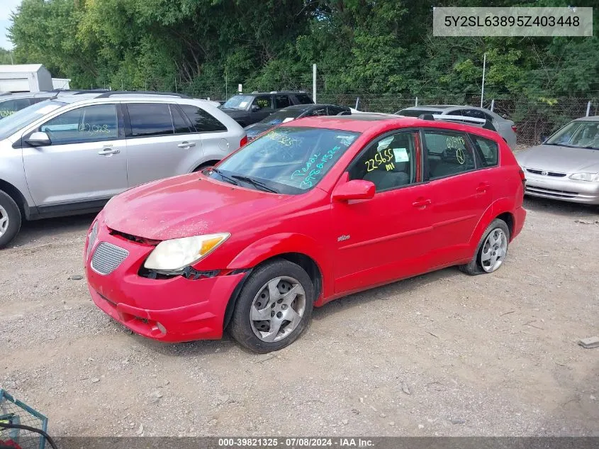 2005 Pontiac Vibe VIN: 5Y2SL63895Z403448 Lot: 39821325