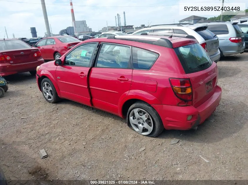 2005 Pontiac Vibe VIN: 5Y2SL63895Z403448 Lot: 39821325