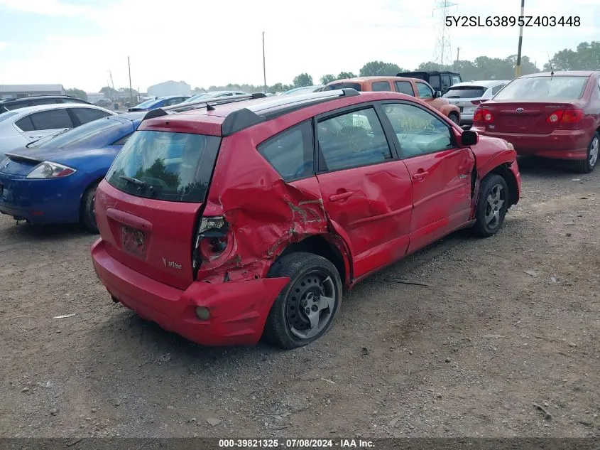 2005 Pontiac Vibe VIN: 5Y2SL63895Z403448 Lot: 39821325