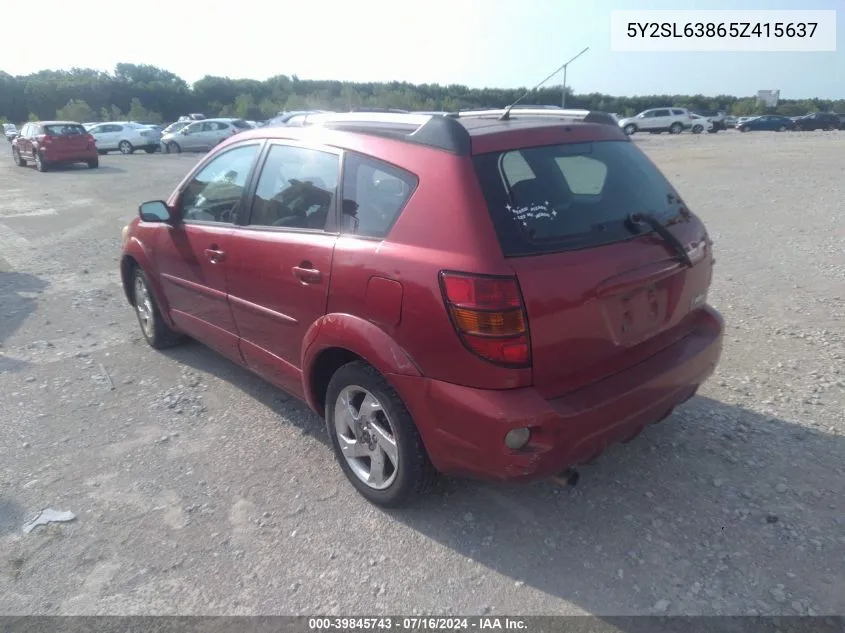 2005 Pontiac Vibe VIN: 5Y2SL63865Z415637 Lot: 39845743