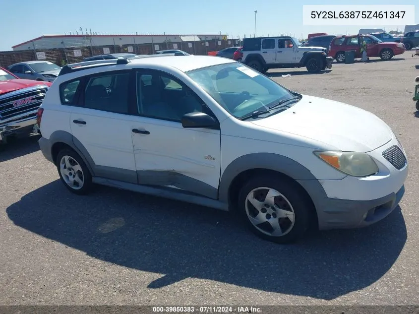 2005 Pontiac Vibe VIN: 5Y2SL63875Z461347 Lot: 39850383