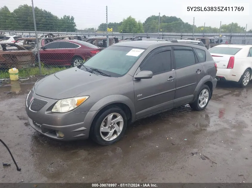 2005 Pontiac Vibe VIN: 5Y2SL63835Z411769 Lot: 39878997