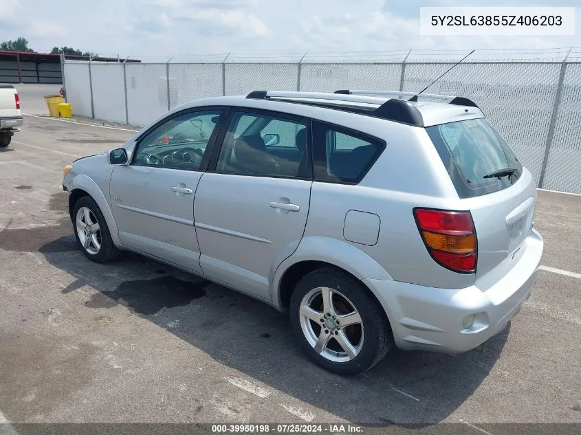 2005 Pontiac Vibe VIN: 5Y2SL63855Z406203 Lot: 39950198