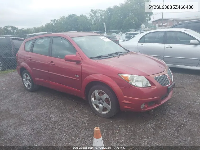 2005 Pontiac Vibe VIN: 5Y2SL63885Z466430 Lot: 39985169