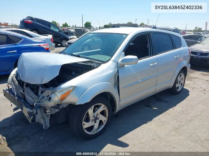 2005 Pontiac Vibe VIN: 5Y2SL63845Z402336 Lot: 40003512