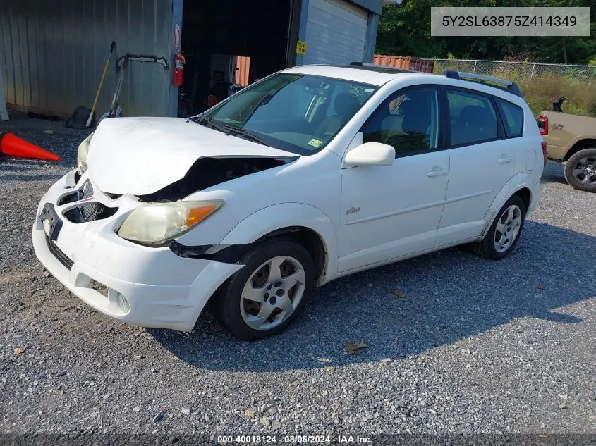 2005 Pontiac Vibe VIN: 5Y2SL63875Z414349 Lot: 40018124