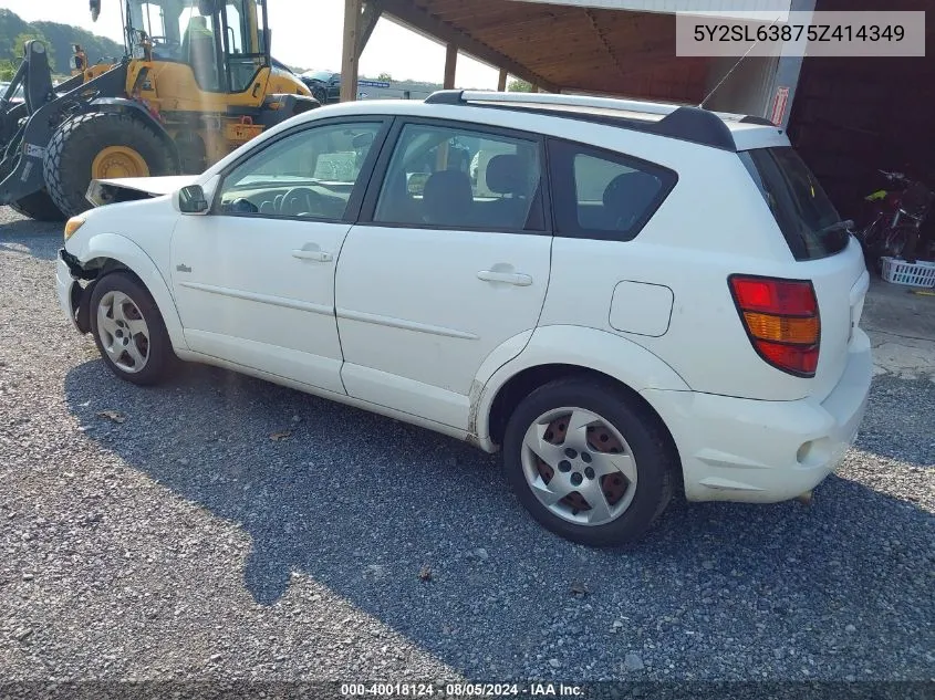 2005 Pontiac Vibe VIN: 5Y2SL63875Z414349 Lot: 40018124