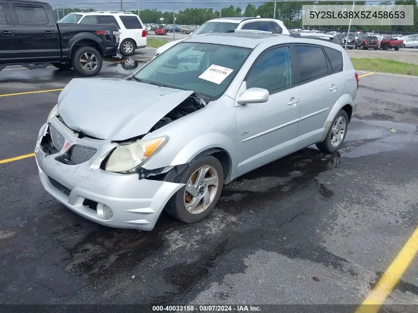 2005 Pontiac Vibe VIN: 5Y2SL638X5Z458653 Lot: 40033158