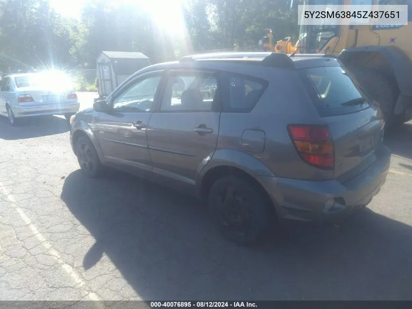 2005 Pontiac Vibe VIN: 5Y2SM63845Z437651 Lot: 40076895