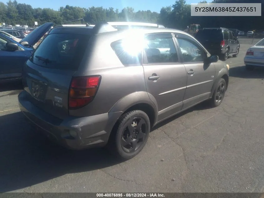 2005 Pontiac Vibe VIN: 5Y2SM63845Z437651 Lot: 40076895