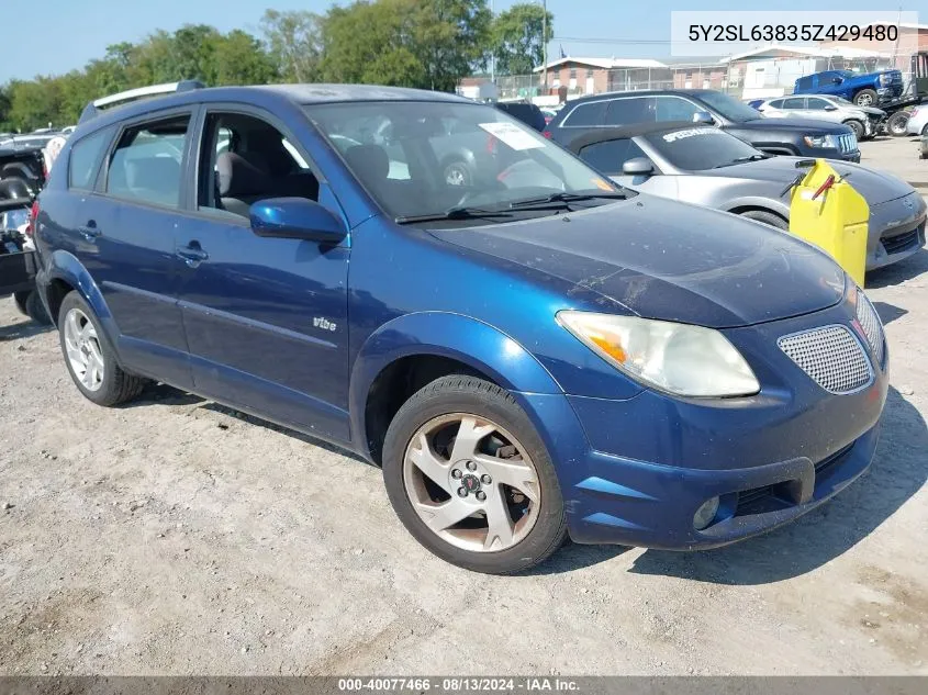 2005 Pontiac Vibe VIN: 5Y2SL63835Z429480 Lot: 40077466