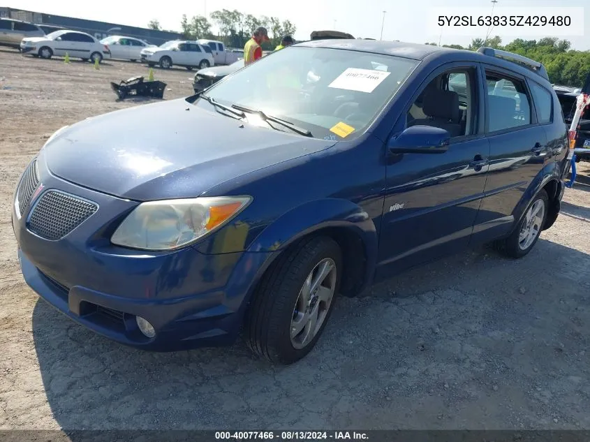 2005 Pontiac Vibe VIN: 5Y2SL63835Z429480 Lot: 40077466