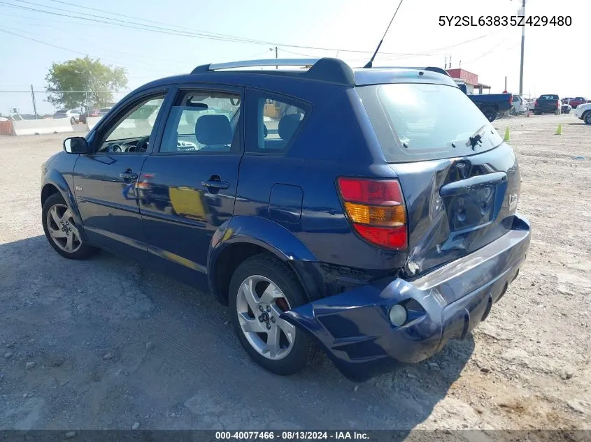 2005 Pontiac Vibe VIN: 5Y2SL63835Z429480 Lot: 40077466