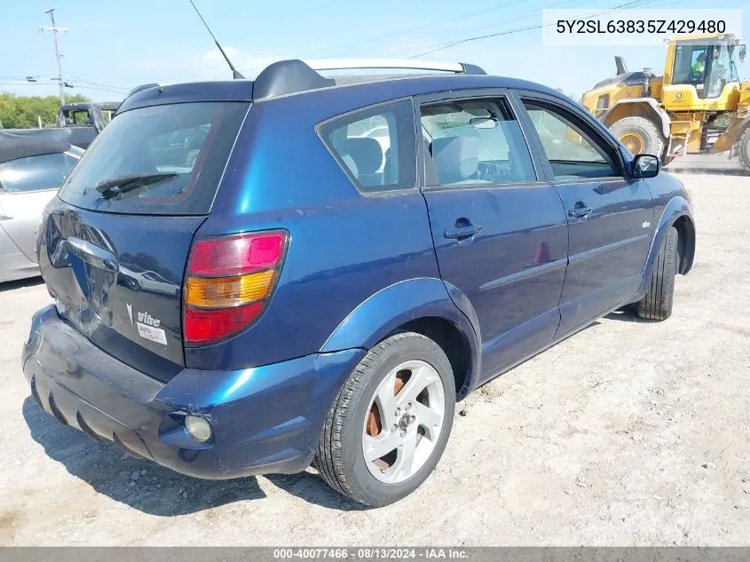 2005 Pontiac Vibe VIN: 5Y2SL63835Z429480 Lot: 40077466