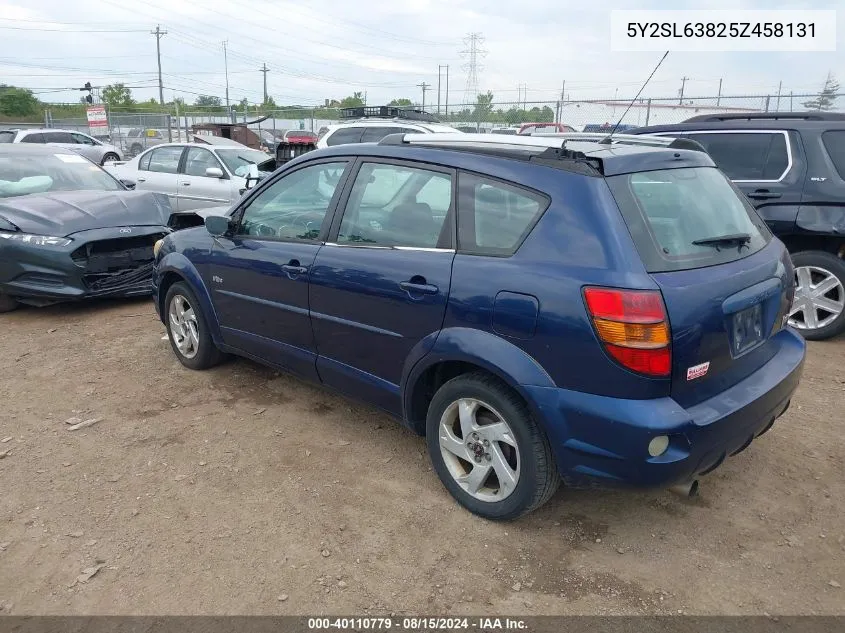 2005 Pontiac Vibe VIN: 5Y2SL63825Z458131 Lot: 40110779