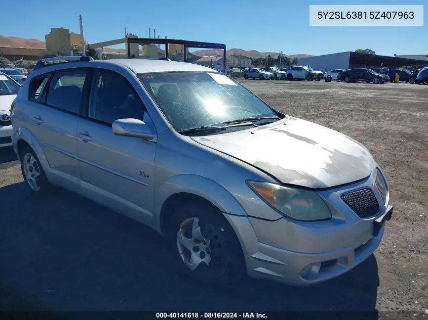 2005 Pontiac Vibe VIN: 5Y2SL63815Z407963 Lot: 40141618