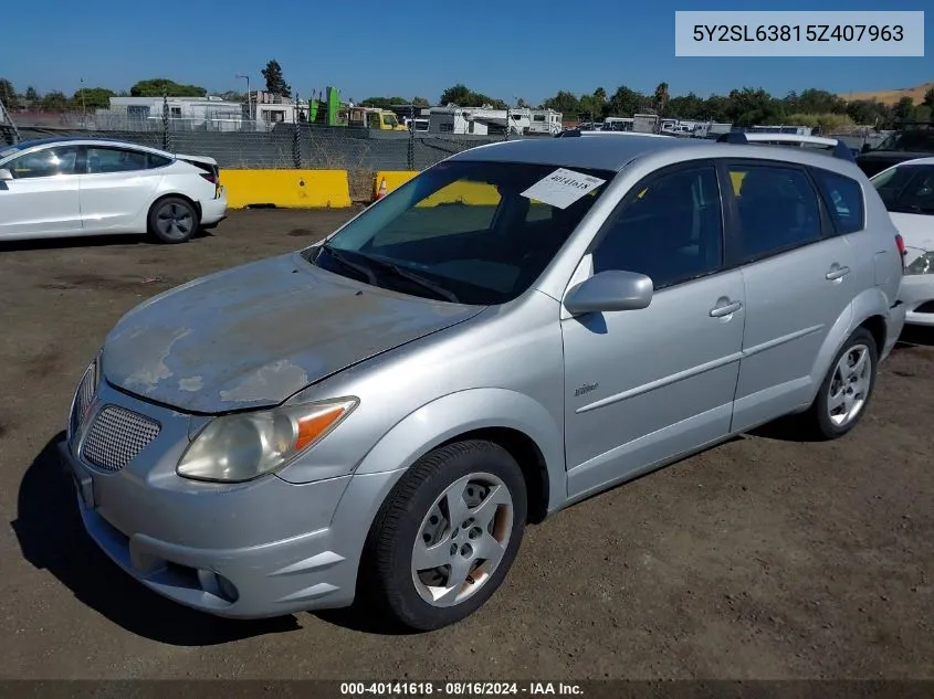 2005 Pontiac Vibe VIN: 5Y2SL63815Z407963 Lot: 40141618