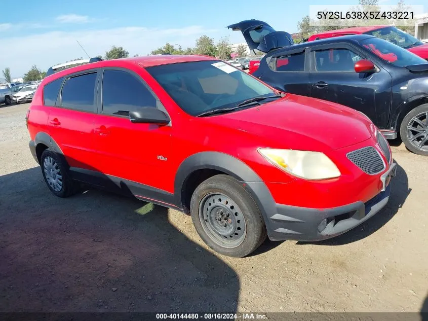 2005 Pontiac Vibe VIN: 5Y2SL638X5Z433221 Lot: 40144480