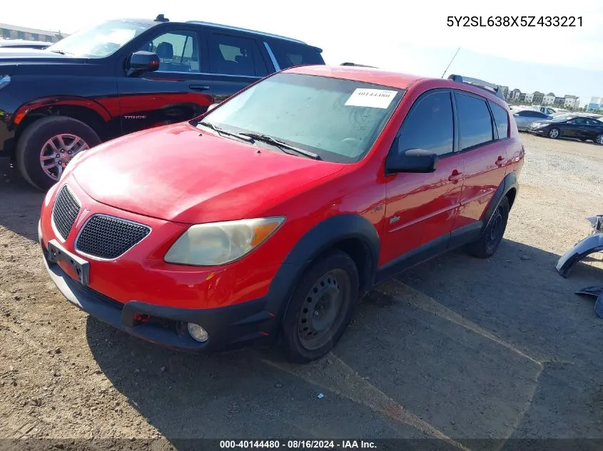 2005 Pontiac Vibe VIN: 5Y2SL638X5Z433221 Lot: 40144480