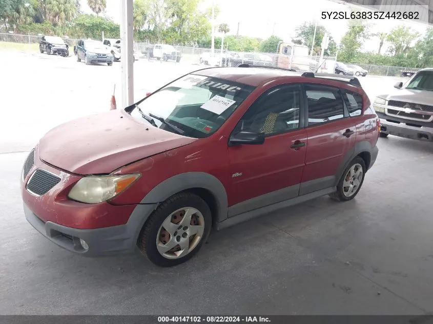 2005 Pontiac Vibe VIN: 5Y2SL63835Z442682 Lot: 40147102