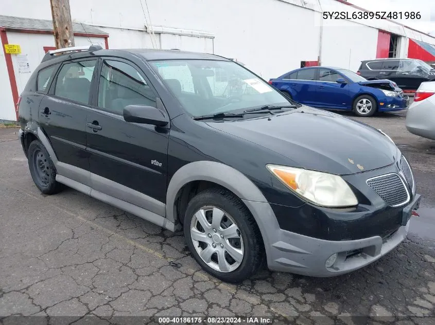 2005 Pontiac Vibe VIN: 5Y2SL63895Z481986 Lot: 40186175