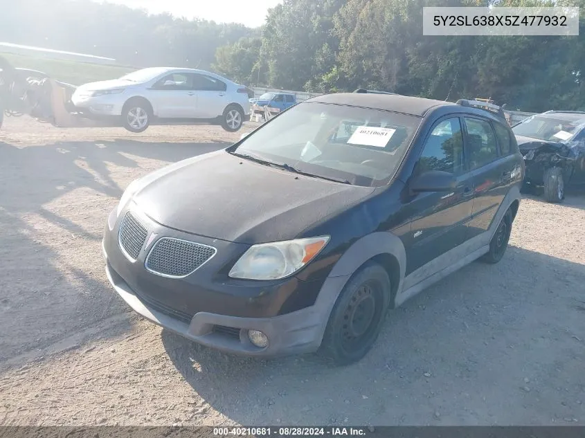 2005 Pontiac Vibe VIN: 5Y2SL638X5Z477932 Lot: 40210681