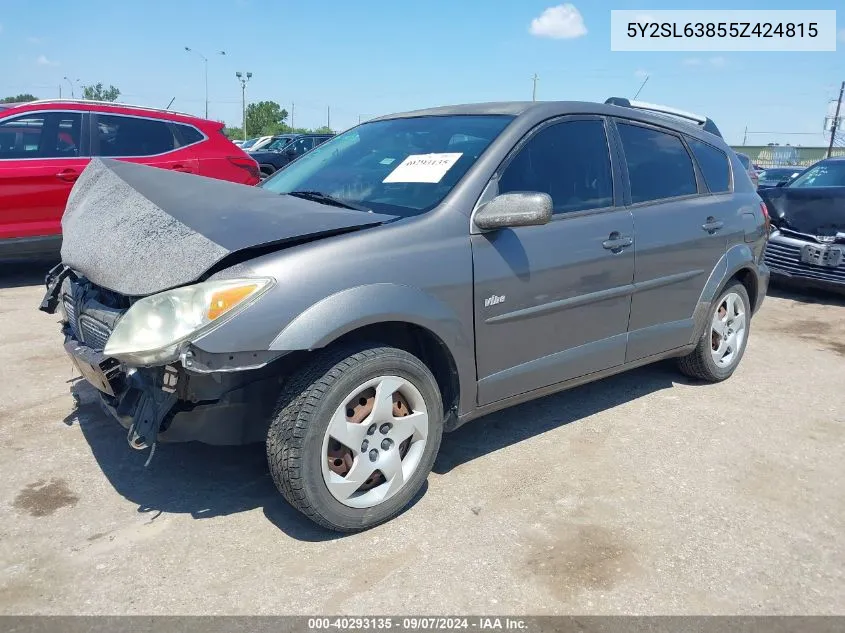 2005 Pontiac Vibe VIN: 5Y2SL63855Z424815 Lot: 40293135