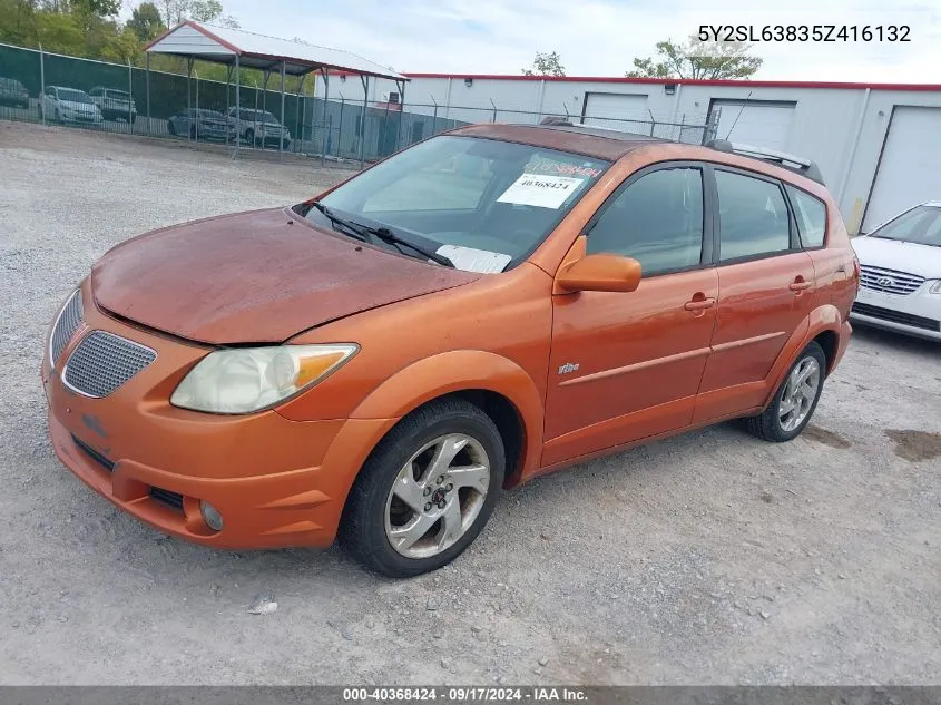 2005 Pontiac Vibe VIN: 5Y2SL63835Z416132 Lot: 40368424