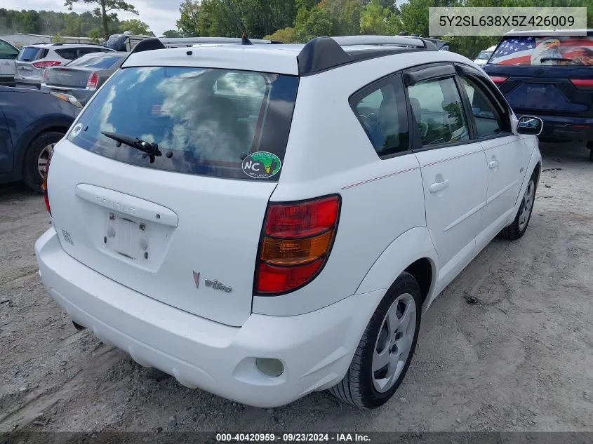 2005 Pontiac Vibe VIN: 5Y2SL638X5Z426009 Lot: 40420959