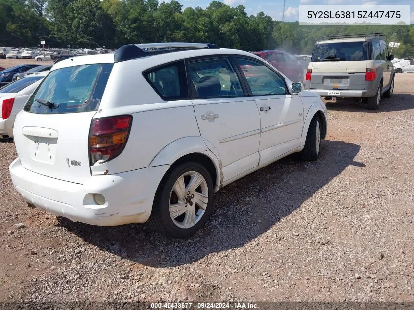 2005 Pontiac Vibe VIN: 5Y2SL63815Z447475 Lot: 40433677