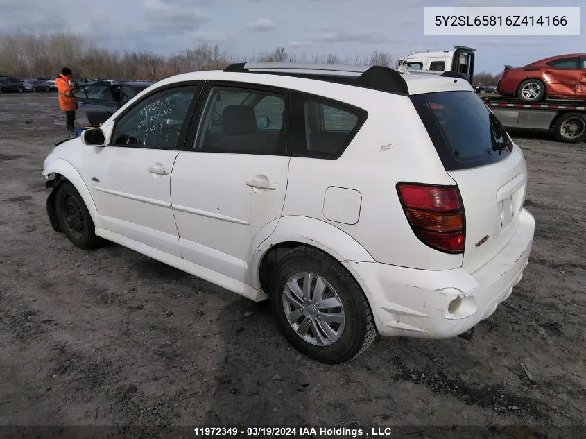 2006 Pontiac Vibe VIN: 5Y2SL65816Z414166 Lot: 11972349