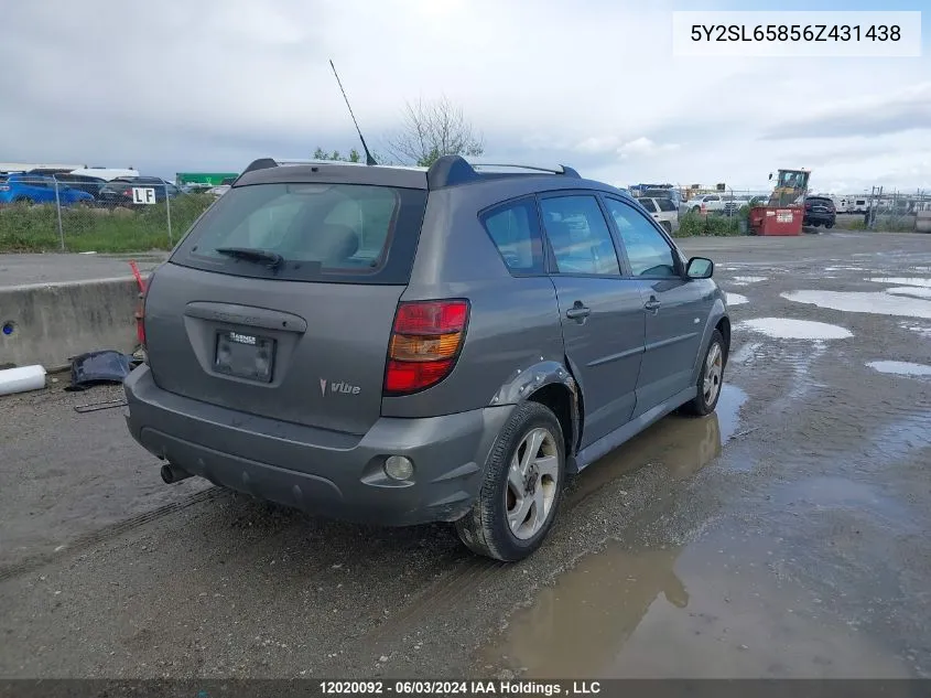 2006 Pontiac Vibe VIN: 5Y2SL65856Z431438 Lot: 12020092