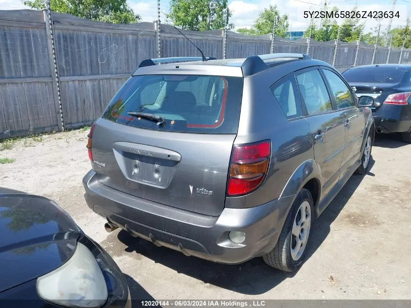 2006 Pontiac Vibe VIN: 5Y2SM65826Z423634 Lot: 12020144