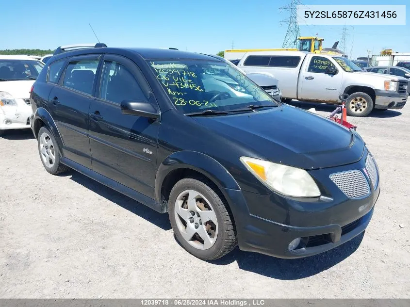 5Y2SL65876Z431456 2006 Pontiac Vibe