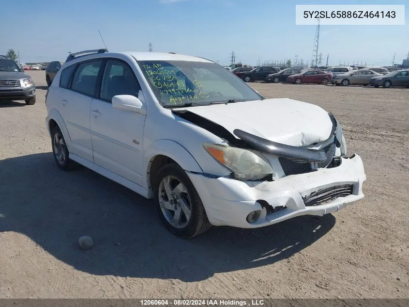 2006 Pontiac Vibe VIN: 5Y2SL65886Z464143 Lot: 12060604