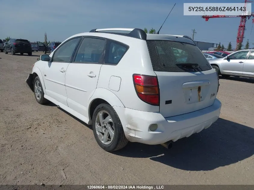 2006 Pontiac Vibe VIN: 5Y2SL65886Z464143 Lot: 12060604