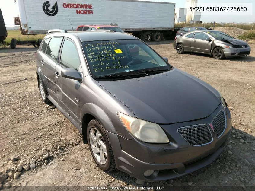 2006 Pontiac Vibe VIN: 5Y2SL65836Z426660 Lot: 12071943