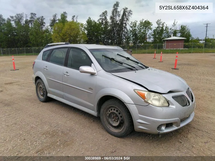 2006 Pontiac Vibe VIN: 5Y2SL658X6Z404364 Lot: 30038989