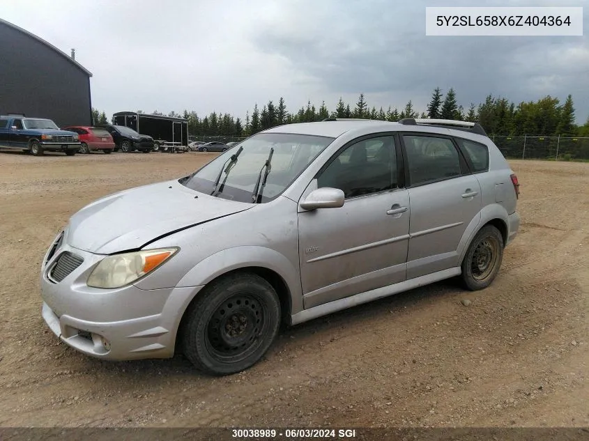 2006 Pontiac Vibe VIN: 5Y2SL658X6Z404364 Lot: 30038989