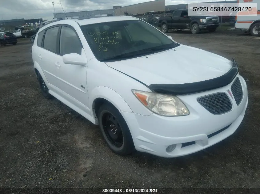 2006 Pontiac Vibe VIN: 5Y2SL65846Z428420 Lot: 30039448