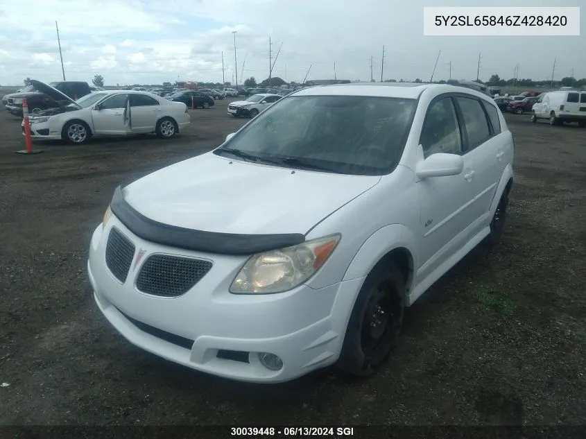 2006 Pontiac Vibe VIN: 5Y2SL65846Z428420 Lot: 30039448