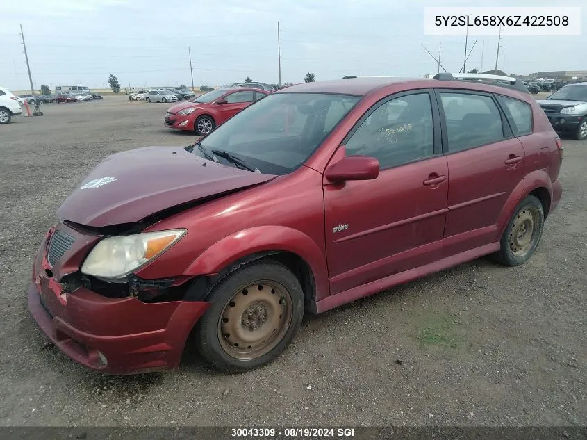 2006 Pontiac Vibe VIN: 5Y2SL658X6Z422508 Lot: 30043309