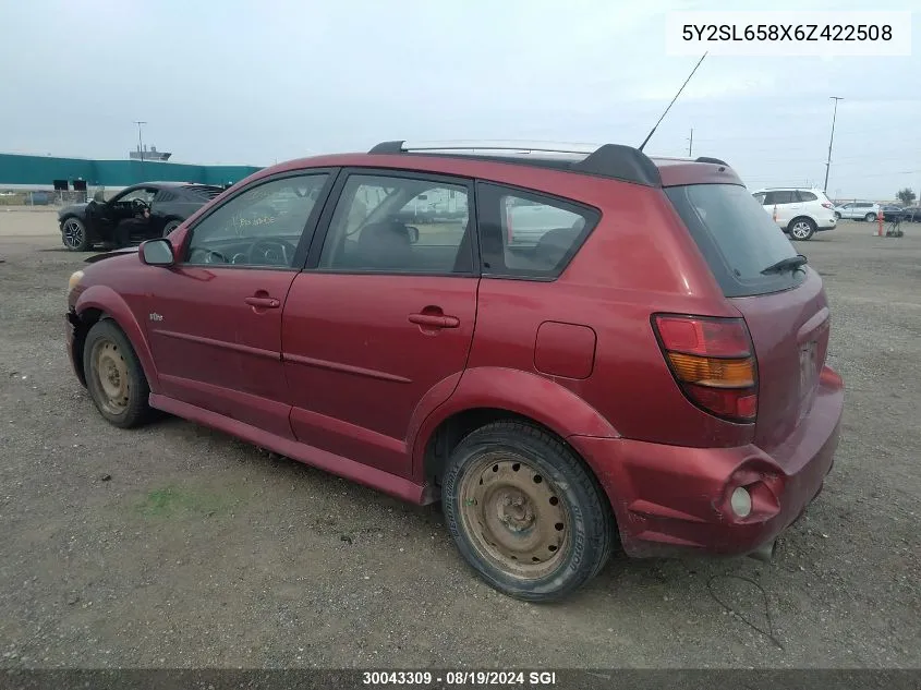 2006 Pontiac Vibe VIN: 5Y2SL658X6Z422508 Lot: 30043309