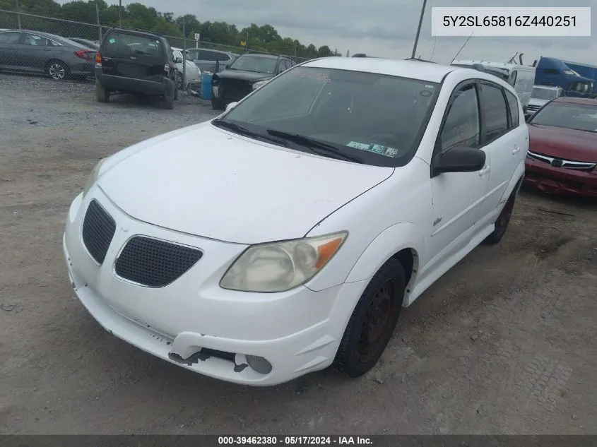 2006 Pontiac Vibe VIN: 5Y2SL65816Z440251 Lot: 39462380